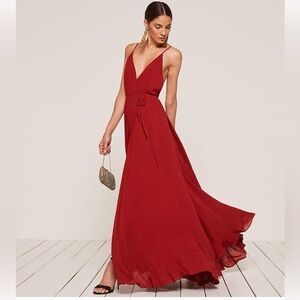 Reformation Callalily Maxi Wrap Dress in Red - 6